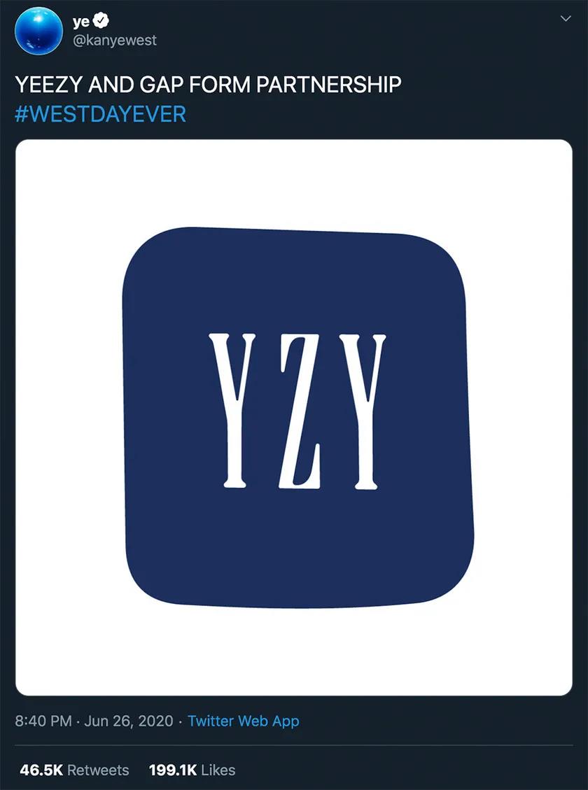 侃爷救市？Gap 股价大涨 10 亿美元
