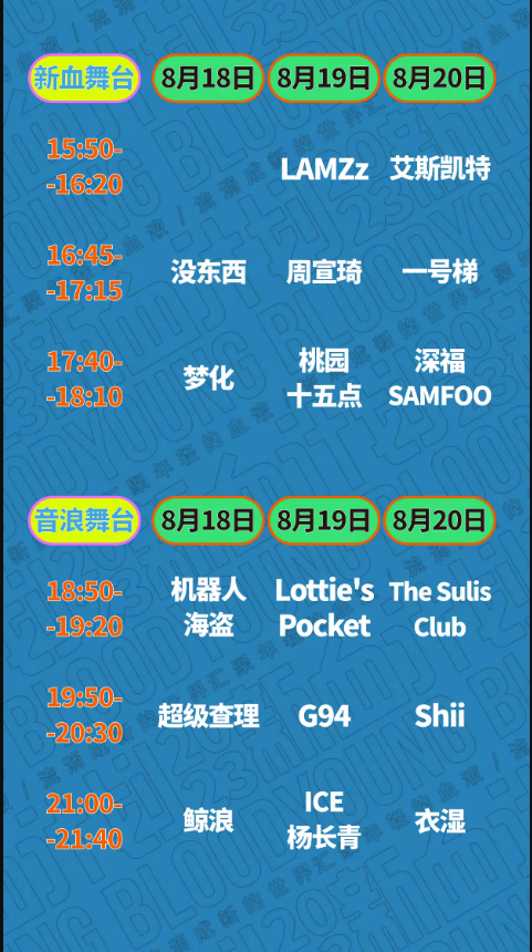2023深圳新血计划超级音浪节（8月18/19/20日）阵容、时间、订票