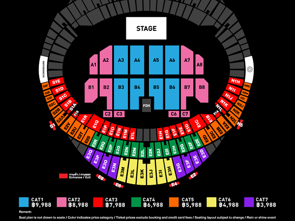 2022 ONE OK ROCK曼谷演唱会座位图