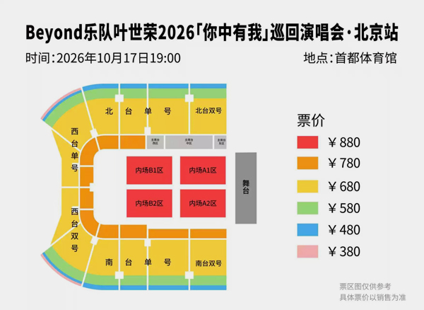 Beyond乐队叶世荣「你中有我」巡回演唱会北京站座位图