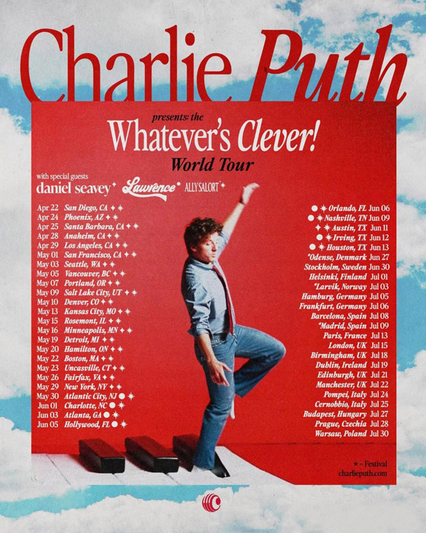 Charlie Puth「Whatever's Clever」世界巡回演唱会